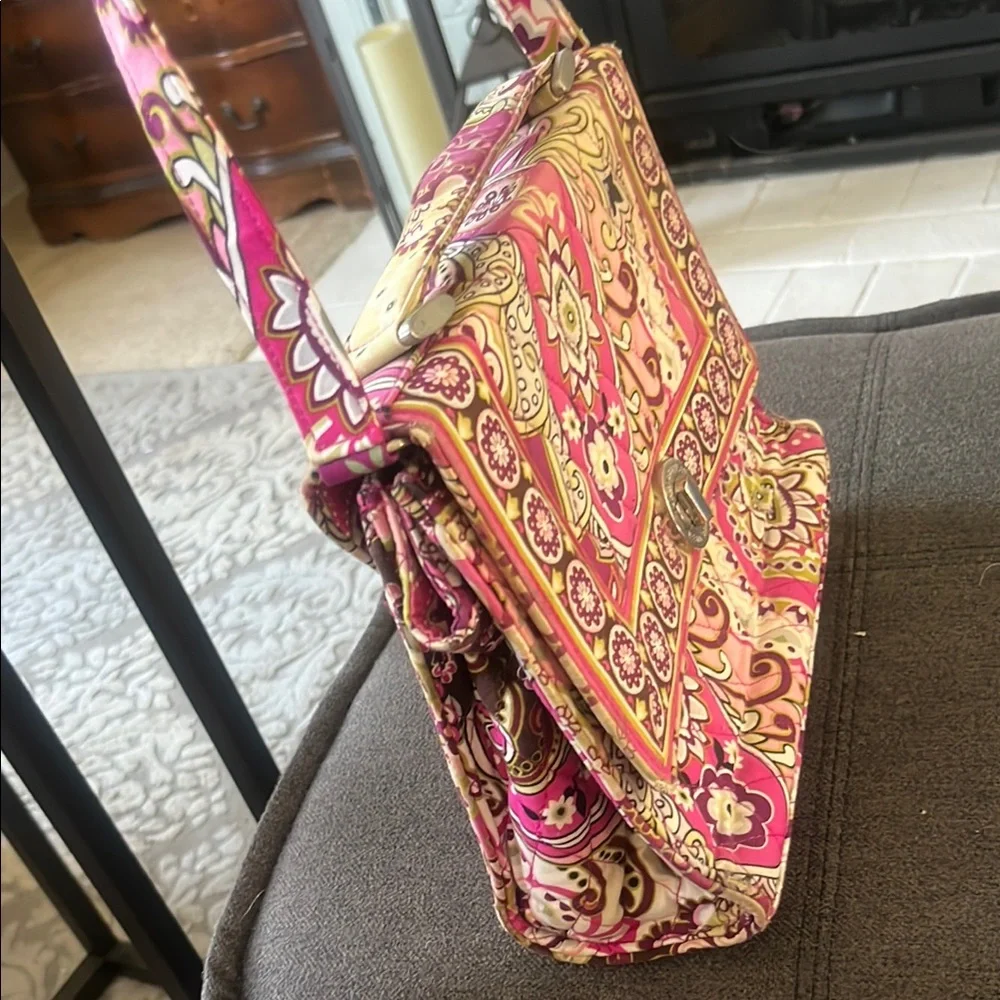Vera Bradley Pink and Yellow Baby Bag with Paisley Print